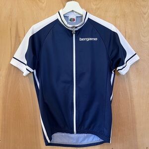 Vintage Bergamo Blue and White Cycling Jersey